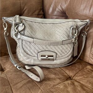 COACH Kristin Woven Leather Shoulder Bag